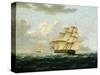 A British Frigate in Pursuit of a French Frigate-Thomas Buttersworth-Stretched Canvas