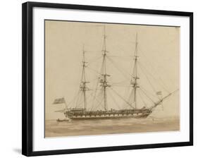 A British Frigate Riding on Her Anchor-John Wilson Carmichael-Framed Giclee Print