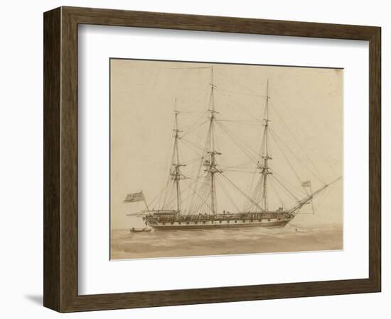 A British Frigate Riding on Her Anchor-John Wilson Carmichael-Framed Giclee Print