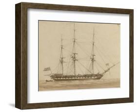 A British Frigate Riding on Her Anchor-John Wilson Carmichael-Framed Giclee Print