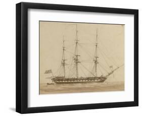 A British Frigate Riding on Her Anchor-John Wilson Carmichael-Framed Giclee Print