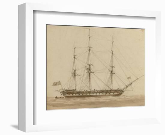 A British Frigate Riding on Her Anchor-John Wilson Carmichael-Framed Giclee Print