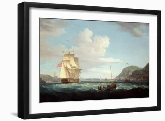 A British Frigate with a Longboat Off the Headland of Gallows Hill, Broad Bay, Isle of Lewis-Thomas Whitcombe-Framed Giclee Print