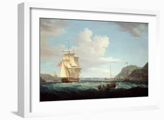 A British Frigate with a Longboat Off the Headland of Gallows Hill, Broad Bay, Isle of Lewis-Thomas Whitcombe-Framed Giclee Print