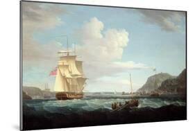 A British Frigate with a Longboat Off the Headland of Gallows Hill, Broad Bay, Isle of Lewis-Thomas Whitcombe-Mounted Giclee Print