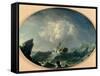 A British Man of War in Rough Seas off a Rocky Coast-Charles Brooking-Framed Stretched Canvas