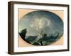 A British Man of War in Rough Seas off a Rocky Coast-Charles Brooking-Framed Giclee Print