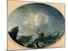 A British Man of War in Rough Seas off a Rocky Coast-Charles Brooking-Mounted Giclee Print