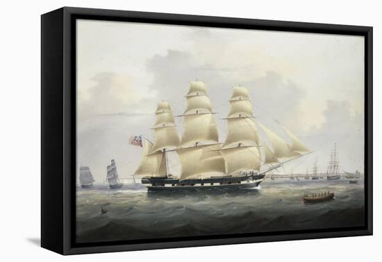A British Merchantman off the South Coast-Samuel Walters-Framed Stretched Canvas