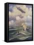 A British Naval Airship Bombing a Submarine-null-Framed Stretched Canvas