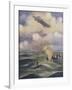 A British Naval Airship Bombing a Submarine-null-Framed Giclee Print