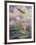 A British Naval Airship Bombing a Submarine-null-Framed Giclee Print