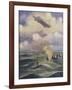 A British Naval Airship Bombing a Submarine-null-Framed Giclee Print