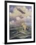 A British Naval Airship Bombing a Submarine-null-Framed Giclee Print