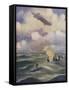 A British Naval Airship Bombing a Submarine-null-Framed Stretched Canvas