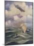 A British Naval Airship Bombing a Submarine-null-Mounted Giclee Print