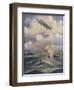 A British Naval Airship Bombing a Submarine-null-Framed Premium Giclee Print