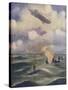 A British Naval Airship Bombing a Submarine-null-Stretched Canvas
