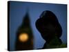 A British Police Officer Stands Guard Outside the Houses of Parliament-null-Stretched Canvas