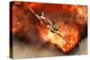 A British Supermarine Spitfire Bursting Through Explosive Flames-null-Stretched Canvas