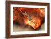A British Supermarine Spitfire Bursting Through Explosive Flames-null-Framed Art Print