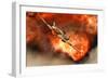 A British Supermarine Spitfire Bursting Through Explosive Flames-null-Framed Premium Giclee Print
