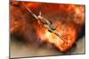 A British Supermarine Spitfire Bursting Through Explosive Flames-null-Mounted Premium Giclee Print