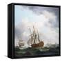 A British Trading Ship from the East India Company, Caught in a Storm Wind. Oil on Canvas, 18Th Cen-Charles Brooking-Framed Stretched Canvas