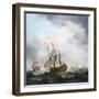 A British Trading Ship from the East India Company, Caught in a Storm Wind. Oil on Canvas, 18Th Cen-Charles Brooking-Framed Giclee Print