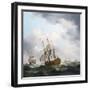 A British Trading Ship from the East India Company, Caught in a Storm Wind. Oil on Canvas, 18Th Cen-Charles Brooking-Framed Giclee Print