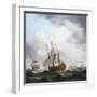 A British Trading Ship from the East India Company, Caught in a Storm Wind. Oil on Canvas, 18Th Cen-Charles Brooking-Framed Giclee Print