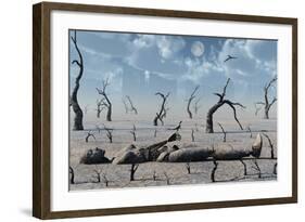 A Broken Down Petrified Android Robot-Stocktrek Images-Framed Art Print