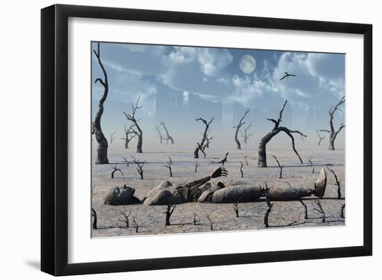 A Broken Down Petrified Android Robot-Stocktrek Images-Framed Art Print