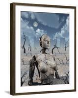 A Broken Down Petrified Android Robot-Stocktrek Images-Framed Art Print