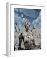 A Broken Down Petrified Android Robot-Stocktrek Images-Framed Art Print