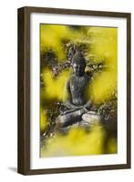 A Buddha Statue in the Garden of Zen Temple Ryumonji Surrounded by Forsythia-null-Framed Photographic Print