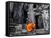 A Buddhist Monk Relaxes in the Bayon Temple, Angkor, Unesco World Heritage Site, Cambodia-Andrew Mcconnell-Framed Stretched Canvas