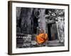 A Buddhist Monk Relaxes in the Bayon Temple, Angkor, Unesco World Heritage Site, Cambodia-Andrew Mcconnell-Framed Photographic Print