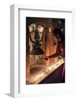 A Buddhist Monk Rings a Prayer Bell During the Full Moon Celebrations-Andrew Taylor-Framed Photographic Print