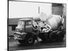 A Builder Climbing into a Ready-Mix Concrete Transporter Lorry-null-Stretched Canvas