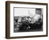 A Builder Climbing into a Ready-Mix Concrete Transporter Lorry-null-Framed Photographic Print