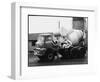 A Builder Climbing into a Ready-Mix Concrete Transporter Lorry-null-Framed Photographic Print