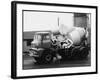 A Builder Climbing into a Ready-Mix Concrete Transporter Lorry-null-Framed Photographic Print