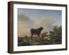 A Bull, a Cow, a Donkey, a Goat, a Dog, Sheep and Poultry in an Extensive Landscape, 1849-Joseph Bail-Framed Giclee Print