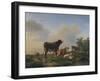 A Bull, a Cow, a Donkey, a Goat, a Dog, Sheep and Poultry in an Extensive Landscape, 1849-Joseph Bail-Framed Giclee Print