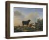 A Bull, a Cow, a Donkey, a Goat, a Dog, Sheep and Poultry in an Extensive Landscape, 1849-Joseph Bail-Framed Giclee Print