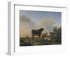 A Bull, a Cow, a Donkey, a Goat, a Dog, Sheep and Poultry in an Extensive Landscape, 1849-Joseph Bail-Framed Giclee Print