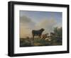 A Bull, a Cow, a Donkey, a Goat, Sheep and Poultry in an Extensive Landscape, 1849-Eugene Joseph Verboeckhoven-Framed Giclee Print