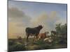 A Bull, a Cow, a Donkey, a Goat, Sheep and Poultry in an Extensive Landscape, 1849-Eugene Joseph Verboeckhoven-Mounted Giclee Print