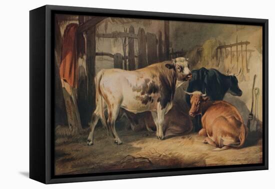 A Bull and three Cows in a Stable, c1856-Thomas Sidney Cooper-Framed Stretched Canvas